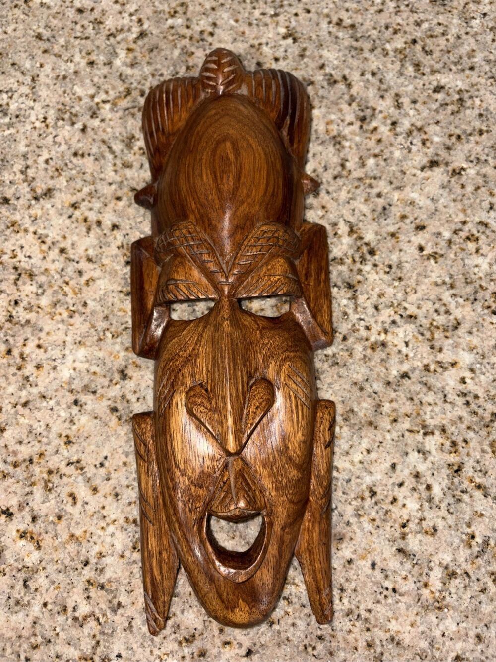 Hand Carved Wooden African Tribal Mask Art Wall Hanging 12" #4326